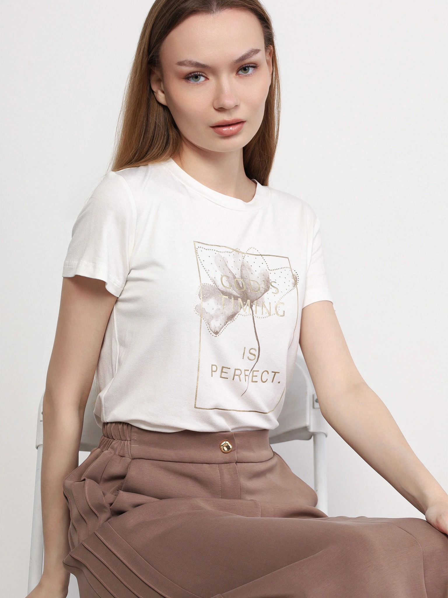 Футболка прямого кроя с принтом